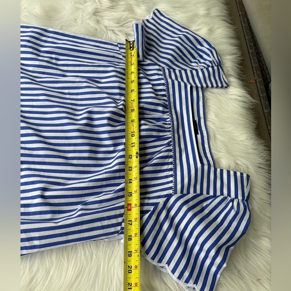 TALBOTS Sailboat Stripe Scalloped Square neck top - Medium Petite - Picture 8 of 8